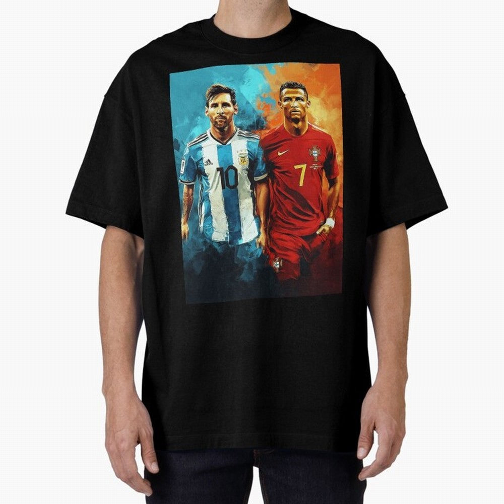 Lionel Messi and Cristiano Ronaldo Oversized T-Shirt Feel the Roar of FIFA World Cup 2026 Group Stage Spirit, Inspired by Spain, Mbappe and Neymar, Football Passion, Legendary Performances, Festival Vibes and Supporter Community; Built for