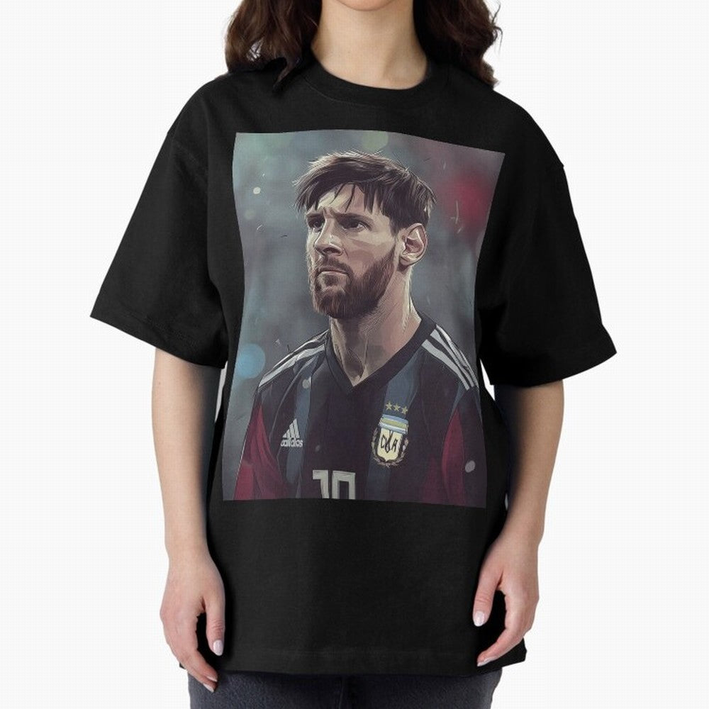 Lionel Messi Oversized T-Shirt Celebrate National Team Dreams in FIFA World Cup 2026 USA Canada Mexico for Fans of CR7 and Messi and Argentina and Brazil, Bringing Fan Favorite Moments, National Team Passion, Big Match Drama and Soccer History;