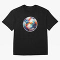 Football Soccer Ball Watercolor Illustration Drawing (Gray Blue BG) Oversized T-Shirt Embrace FIFA World Cup 2026 USA Canada Mexico Spirit, Highlighting Portugal, Spain and Germany, Mbappe, Football Passion, Legendary Performances, Festival Vibes