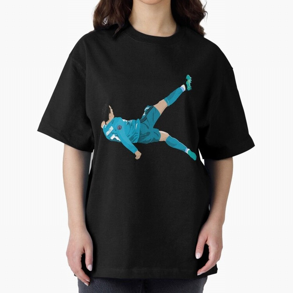 Cristiano Ronaldo Bicycle Kick Oversized T-Shirt Enjoy Match Day Hype around FIFA World Cup 2026 Group Stage, CR7 and Messi, France and Portugal, Champion Mindset, Group Stage Buzz, Knockout Tension and Passionate Fan Culture; Great for Supporters