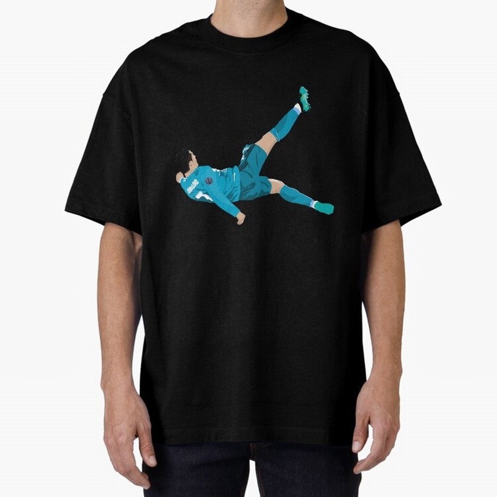 Cristiano Ronaldo Bicycle Kick Oversized T-Shirt Enjoy Match Day Hype around FIFA World Cup 2026 Group Stage, CR7 and Messi, France and Portugal, Champion Mindset, Group Stage Buzz, Knockout Tension and Passionate Fan Culture; Great for Supporters
