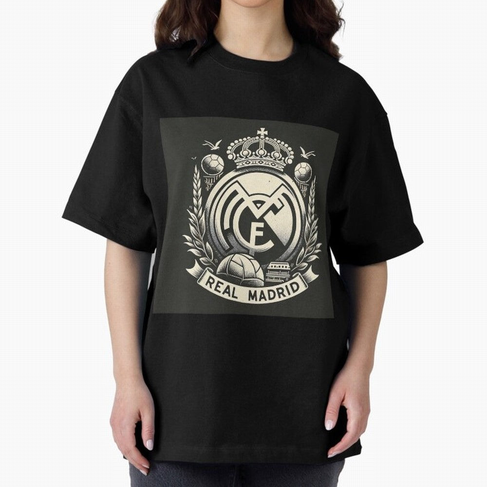 VIntage Style Real Madrid Logo Oversized T-Shirt Get Ready for FIFA World Cup 2026 USA Canada Mexico Spirit, with England and Germany, Neymar, Haaland and Cristiano Ronaldo, Retro Football Energy, Iconic Rivalries, Trophy Chase Drama and Stadium