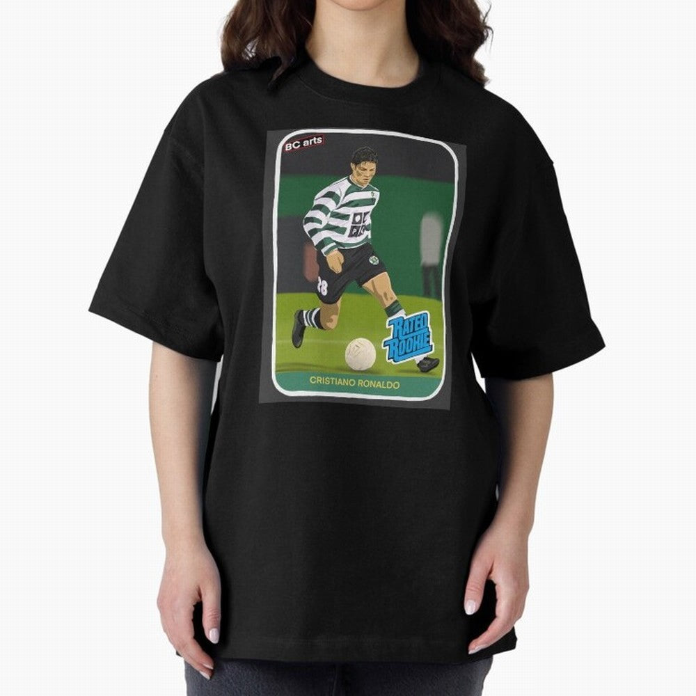 Sporting Lisbon Cristiano Ronaldo Rookie Card Artwork Oversized T-Shirt Follow Every Goal of the FIFA World Cup 2026 Group Stage Journey through Messi, CR7 and Mbappe Highlights, Argentina Pride, Game Day Rituals, Football Legends, Country Pride