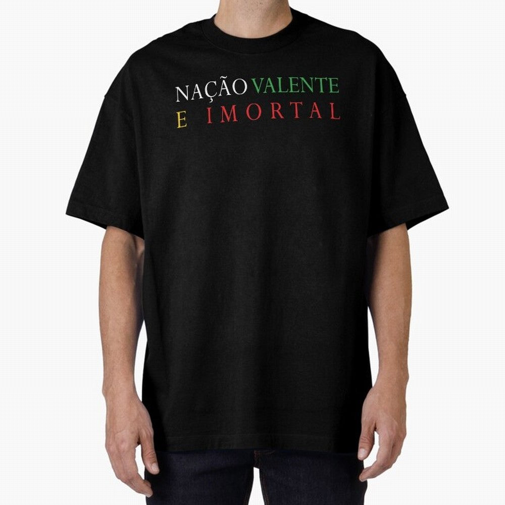 Na??o Valente e Imortal Portugal Oversized T-Shirt Celebrate Every Goal in FIFA World Cup 2026 Group Stage Featuring Neymar, Haaland and Cristiano Ronaldo, Spain and Netherlands Energy, Global Supporter Spirit, Legendary Goals, National Colors and