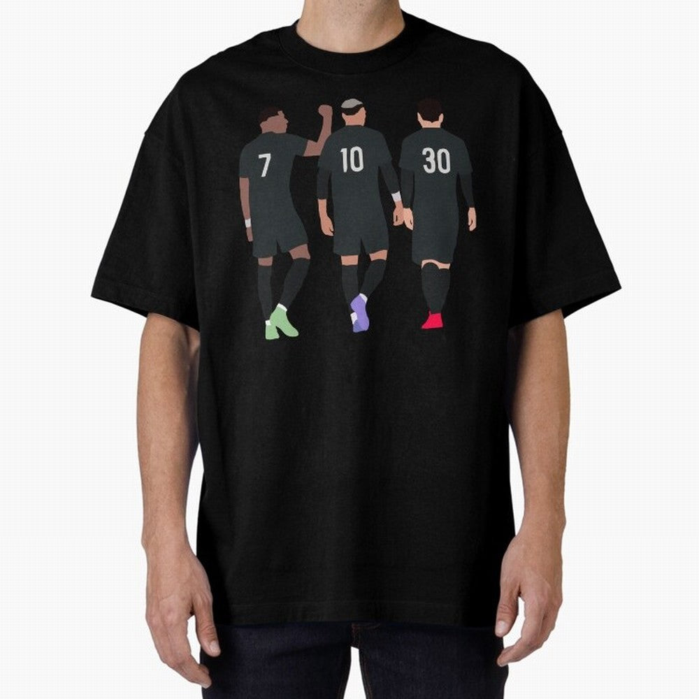 Messi Neymar France Football Players Trio Mmn #y79 Oversized T-Shirt Capture Global Football Passion for FIFA World Cup 2026 Group Stage, Capturing Neymar, Spain, Champion Mindset, Group Stage Buzz, Knockout Tension and Passionate Fan Culture;
