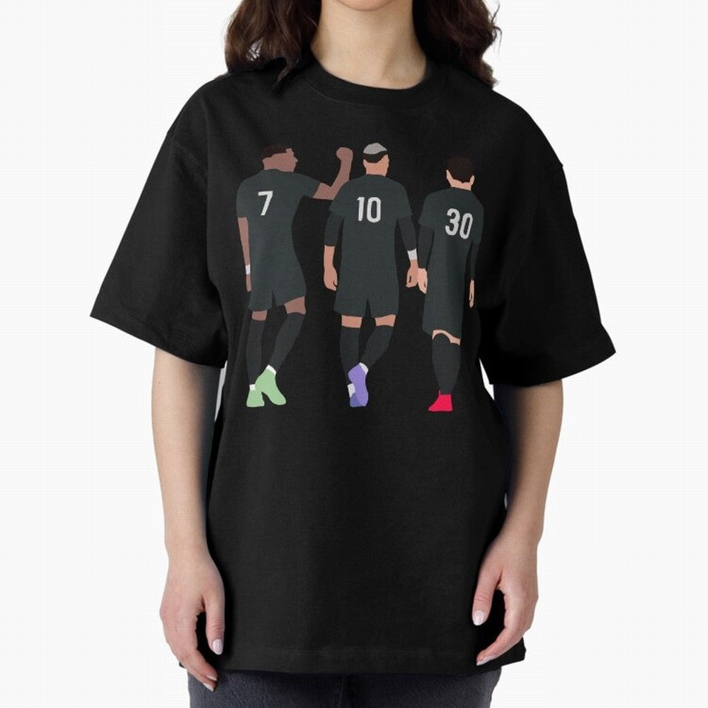 Messi Neymar France Football Players Trio Mmn #y79 Oversized T-Shirt Capture Global Football Passion for FIFA World Cup 2026 Group Stage, Capturing Neymar, Spain, Champion Mindset, Group Stage Buzz, Knockout Tension and Passionate Fan Culture;