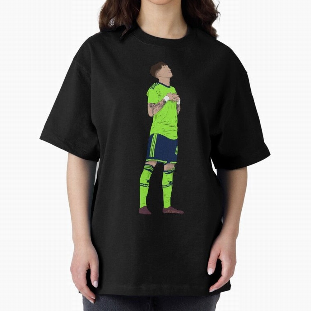 Alejandro Garnacho Ronaldo Peace Goal Celebration Oversized T-Shirt Build FIFA World Cup 2026 USA Canada Mexico Spirit, Highlighting Spain and Netherlands, CR7, Match Day Excitement, Supporter Culture, Golden Goals and Global Football Passion;