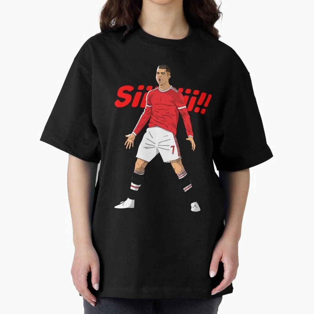 CR7 Siiiii!, Cristiano Ronaldo's trademark goal celebration Oversized T-Shirt Celebrate Football Dreams Across FIFA World Cup 2026 Group Stage Celebrating Neymar, Haaland and Cristiano Ronaldo, Brazil, Portugal and Argentina Energy, Football