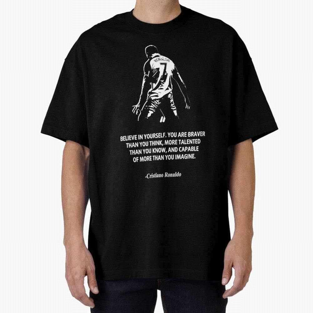 Cristiano Ronaldo Quotes Oversized T-Shirt Relive Legendary Nights from FIFA World Cup 2026 for Fans of Cristiano Ronaldo, Haaland and CR7 and Spain and Netherlands, Bringing Vintage Soccer Flavor, Modern Football Stars, National Flags and Final