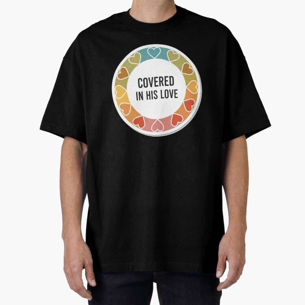 Covered in His Love Christian Encouragement Sticker Oversized T-Shirt Fuel Your Fan Pride for FIFA World Cup 2026 USA Canada Mexico for Fans of Neymar, Haaland and Cristiano Ronaldo and France, Bringing Classic Soccer Heritage, Championship
