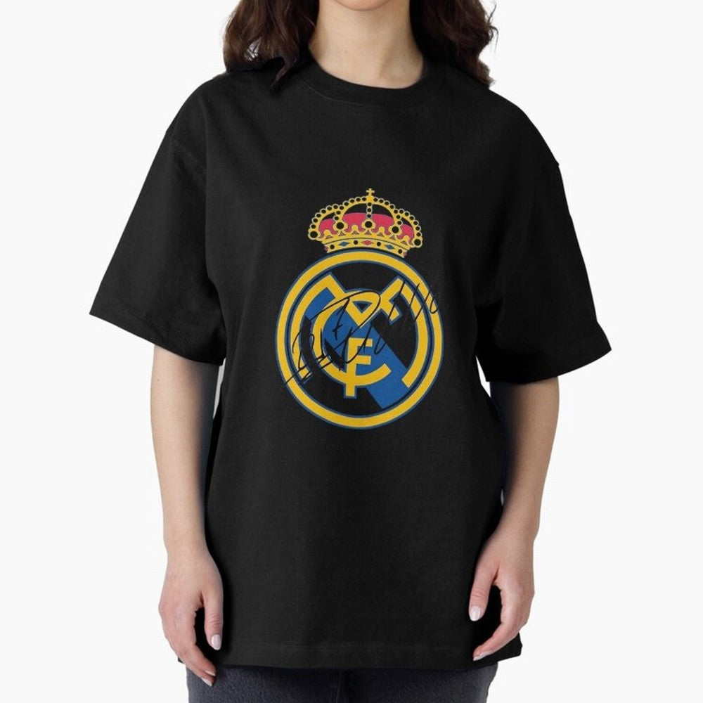 Real Madrid C.F. crest with Cristiano Ronaldo's autograph Oversized T-Shirt Capture the FIFA World Cup 2026 Group Stage Journey through Neymar Highlights, Netherlands Pride, Fan Favorite Moments, National Team Passion, Big Match Drama and Soccer