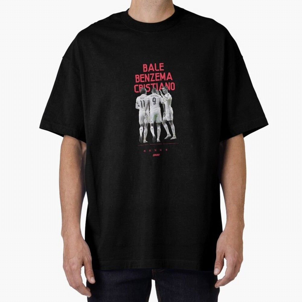 Real Madrid | Bale Benzema Cristiano Oversized T-Shirt Fuel Your Fan Pride for FIFA World Cup 2026 Group Stage Spirit, with France, Messi, Football History, Final Match Energy, Crowd Noise and Once in a Lifetime Moments; Created for Match Day
