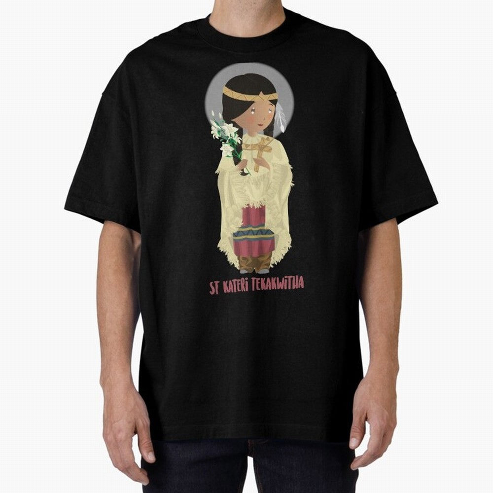 Saint Kateri Tekakwitha Oversized T-Shirt Support FIFA World Cup 2026 USA Canada Mexico for Fans of Messi, Neymar and Mbappe and France and Portugal, Bringing Sports Nostalgia, International Competition, Famous Players and Unforgettable Victories;