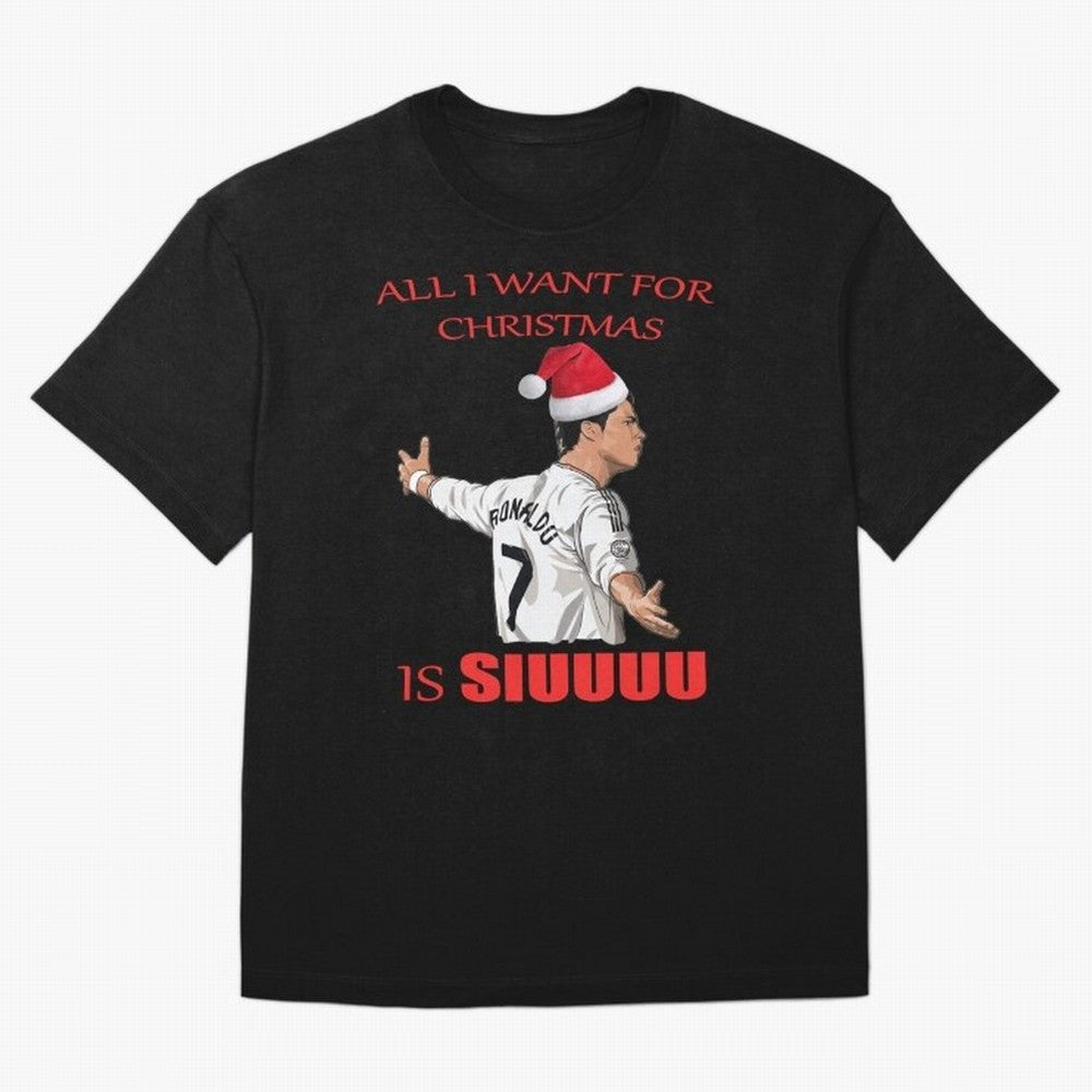 All I Want For Christmas Is Siuuu Oversized T-Shirt Follow the Final Road of FIFA World Cup 2026 with CR7 and Messi, Portugal Energy, Match Day Excitement, Supporter Culture, Golden Goals and Global Football Passion; Ideal for Fans Who Follow