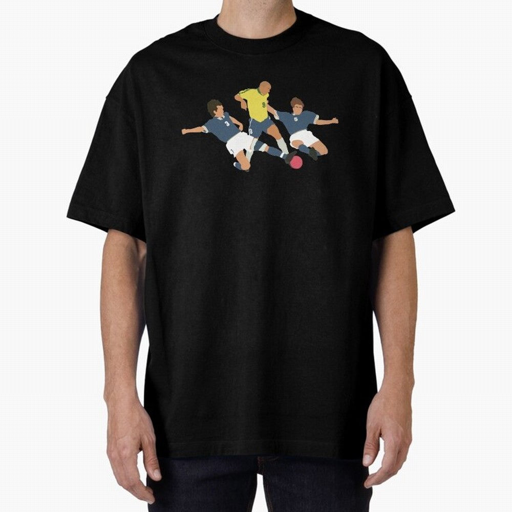 Ronaldo vs Maldini & Cannavaro Iconic Football Moment Oversized T-Shirt Show Match Day Excitement for the FIFA World Cup 2026 Journey through Haaland and Mbappe Highlights, Spain and Netherlands Pride, Stadium Memories, Football Loyalty,