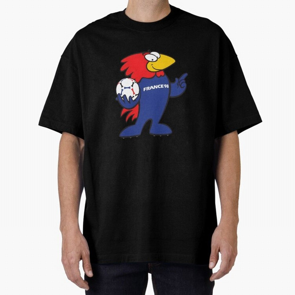 Footix - World Cup 98' Mascote Logo Oversized T-Shirt Bring Home FIFA World Cup 2026 for Fans of Mbappe and Neymar and Brazil, Portugal and Argentina, Bringing Soccer Culture, Superstar Moments, National Team Dreams and Competitive Fire; Ideal for