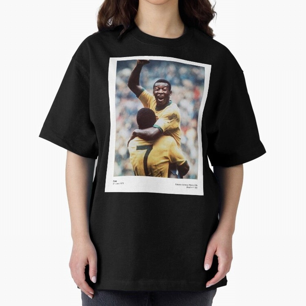 Pel¨¦'s Triumph: 1970 World Cup Legend Print Oversized T-Shirt Show Your Love for FIFA World Cup 2026 Group Stage for Fans of Messi, CR7 and Mbappe and Brazil, Portugal and Argentina, Bringing Championship Spirit, Famous Goals, Roaring Crowds and