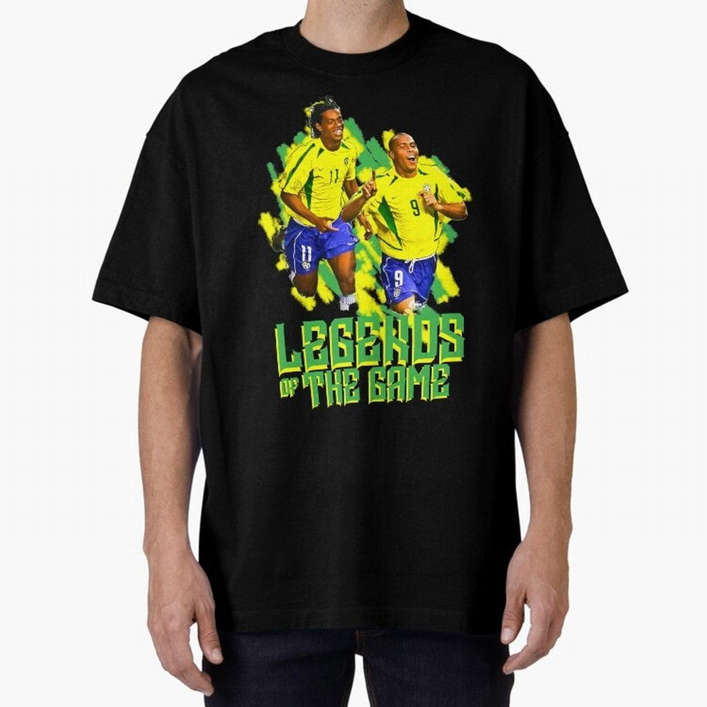 Ronaldinho and ronaldo brazil football print art Oversized T-Shirt Discover Global Football Passion for FIFA World Cup 2026 Group Stage, Celebrating Messi, Neymar and Mbappe, Portugal, Football Passion, Legendary Performances, Festival Vibes and
