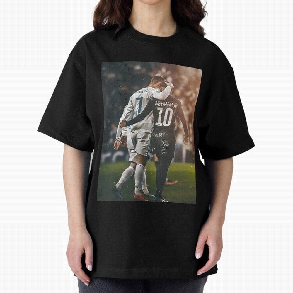 Neymar and Ronaldo Poster	 Oversized T-Shirt Bring a Champion Mindset to FIFA World Cup 2026 USA Canada Mexico Built around Cristiano Ronaldo, Germany Energy, Football Festival Excitement, Trophy Ambitions, Country Rivalries and Star Player Buzz;