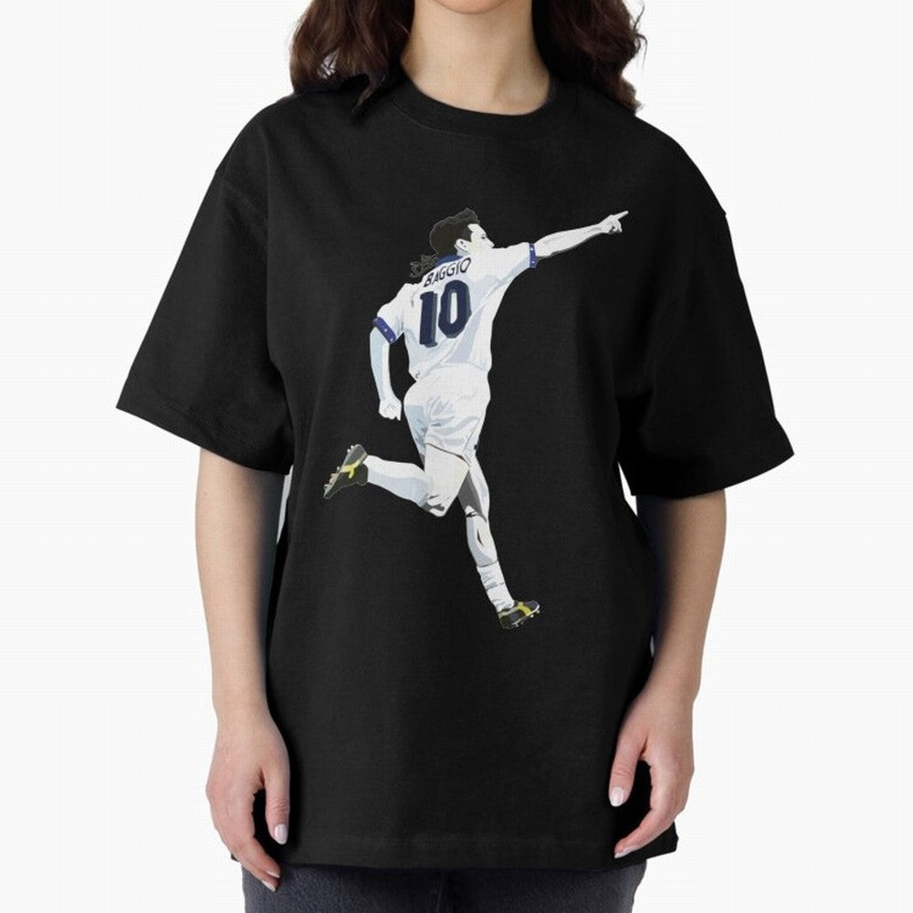 Roberto Baggio - Italy | Mbappe gift Oversized T-Shirt Celebrate Rivalries and Pride in Match Day Hype around FIFA World Cup 2026 USA Canada Mexico, Neymar, Spain, Goal Celebration Energy, Supporter Heritage, Football Icons and Worldwide Tournament