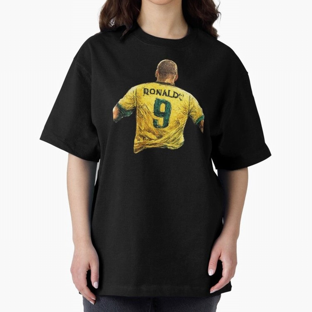 Brazilian Football Legend No.9 Vintage Streetwear Design Oversized T-Shirt Bring a Champion Mindset to the FIFA World Cup 2026 Journey through Messi and Cristiano Ronaldo Highlights, Argentina Pride, Vintage Soccer Flavor, Modern Football Stars,