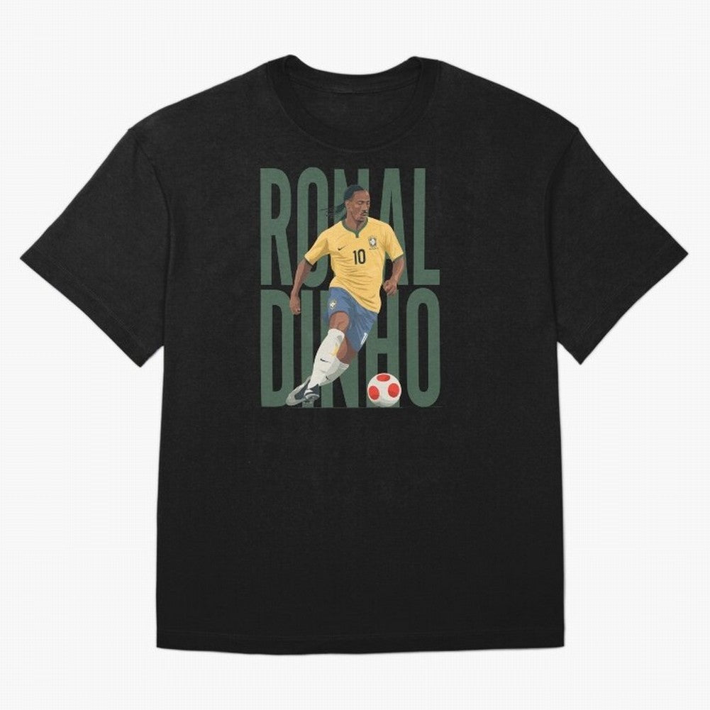Ronaldinho Gaucho in action Minimalist Graphic Oversized T-Shirt Embrace FIFA World Cup 2026 Spirit, Connected to Argentina, Mbappe and Neymar, Football Passion, Legendary Performances, Festival Vibes and Supporter Community; Great for Supporters