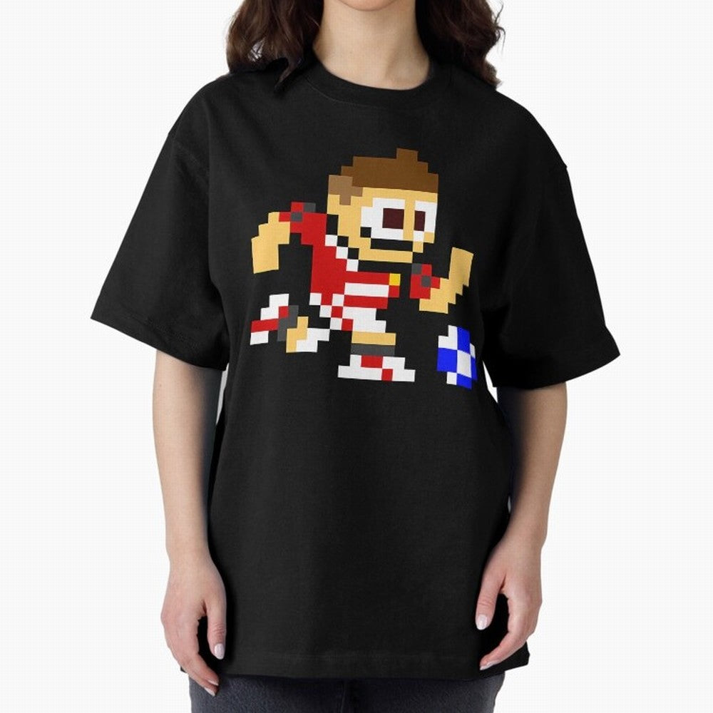 Ronaldo Manchester United (8-bit Football / Soccer Player) Oversized T-Shirt Bring Trophy Dreams to the FIFA World Cup 2026 Group Stage Journey through Mbappe and Neymar Highlights, Portugal, Spain and Germany Pride, Classic Soccer Heritage,