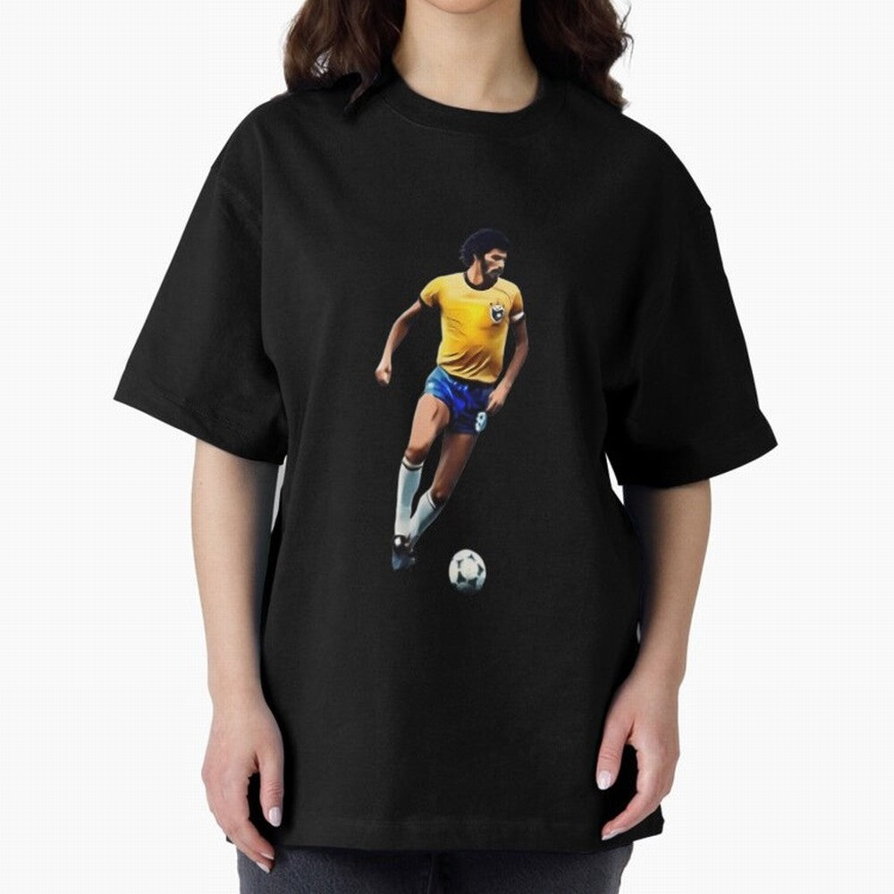 Legends Of The Beautiful Game Cartoon Collection Legends Socrates Cartoon Artwork9 Oversized T-Shirt Get Ready for the FIFA World Cup 2026 USA Canada Mexico Journey through Cristiano Ronaldo, Haaland and CR7 Highlights, Spain Pride, Classic Soccer