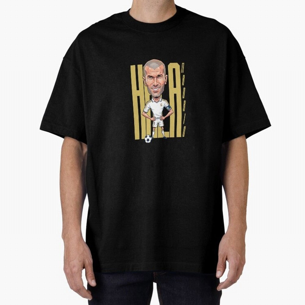 Caricature of Zin¨¦dine Zidane Hala Madrid Oversized T-Shirt Bring Stadium Energy to the FIFA World Cup 2026 Group Stage Journey through Haaland Highlights, Spain Pride, Game Day Rituals, Football Legends, Country Pride and the Road to the Final;