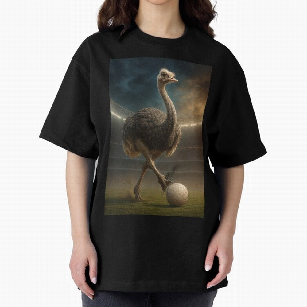 Ostrich Plays Soccer Oversized T-Shirt Upgrade FIFA World Cup 2026 USA Canada Mexico Capturing Cristiano Ronaldo, Haaland and CR7, Germany Energy, Classic Soccer Heritage, Championship Pressure, Fan Loyalty and International Pride; Great for Watch