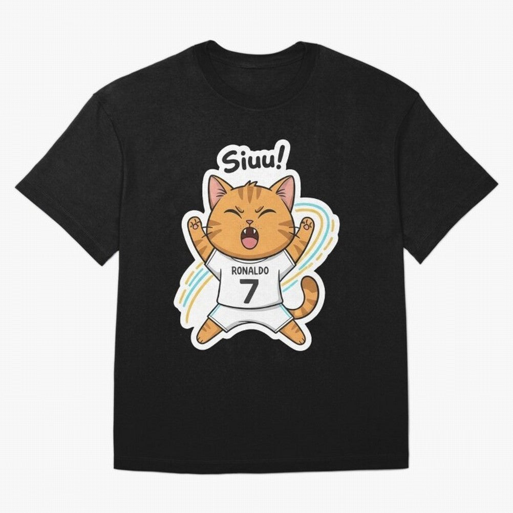 Kitten - Funny Siuuu Celebration Cat Meme | Ronaldo Oversized T-Shirt Feel the Heartbeat of FIFA World Cup 2026 Group Stage Spirit, Made for Brazil, Mbappe, Championship Spirit, Famous Goals, Roaring Crowds and International Football Unity; Perfect