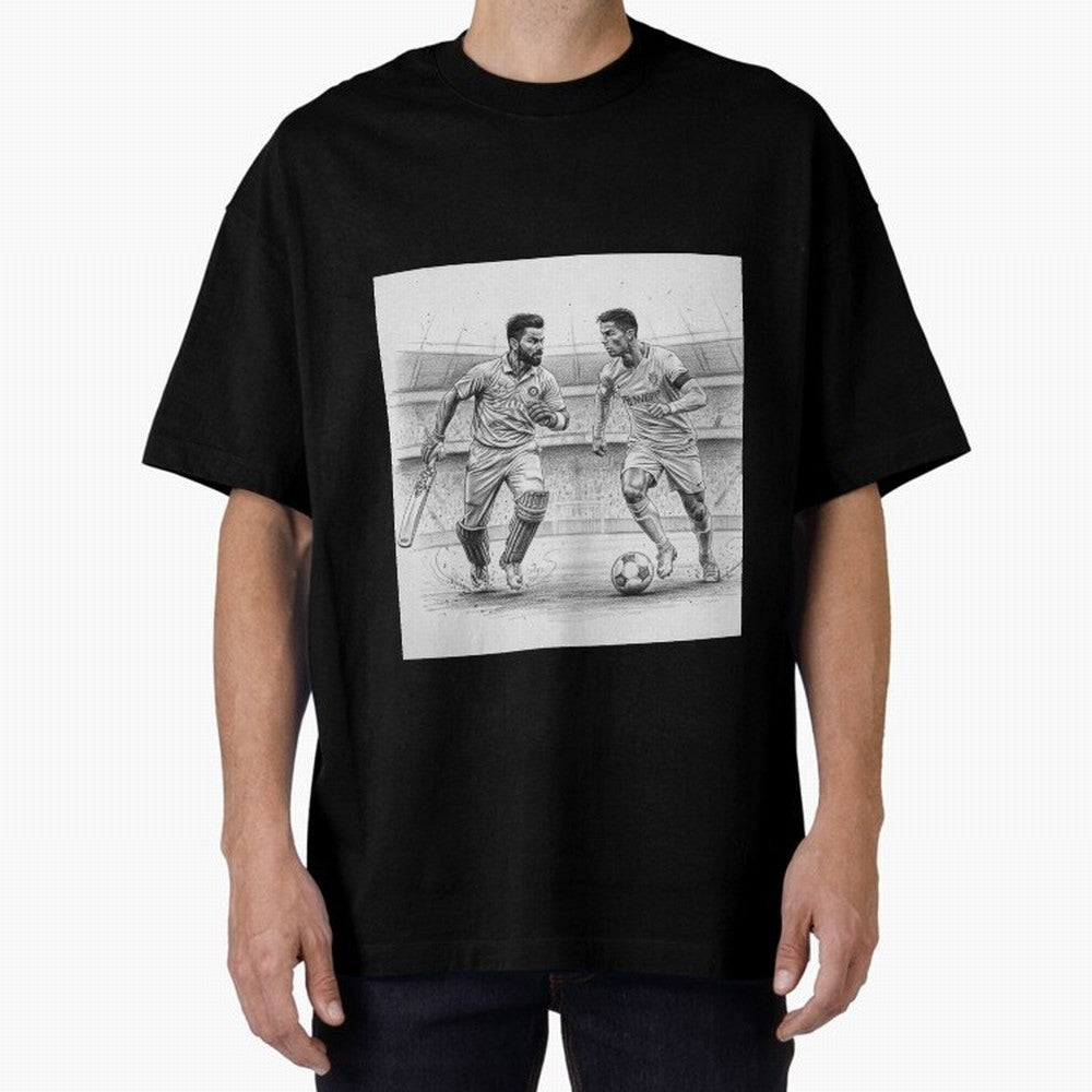 Virat and Ronaldo Oversized T-Shirt Celebrate Unforgettable Nights in FIFA World Cup 2026 Group Stage Spirit, Capturing England, France and Netherlands, Messi, Neymar and Mbappe, Goal Celebration Energy, Supporter Heritage, Football Icons and