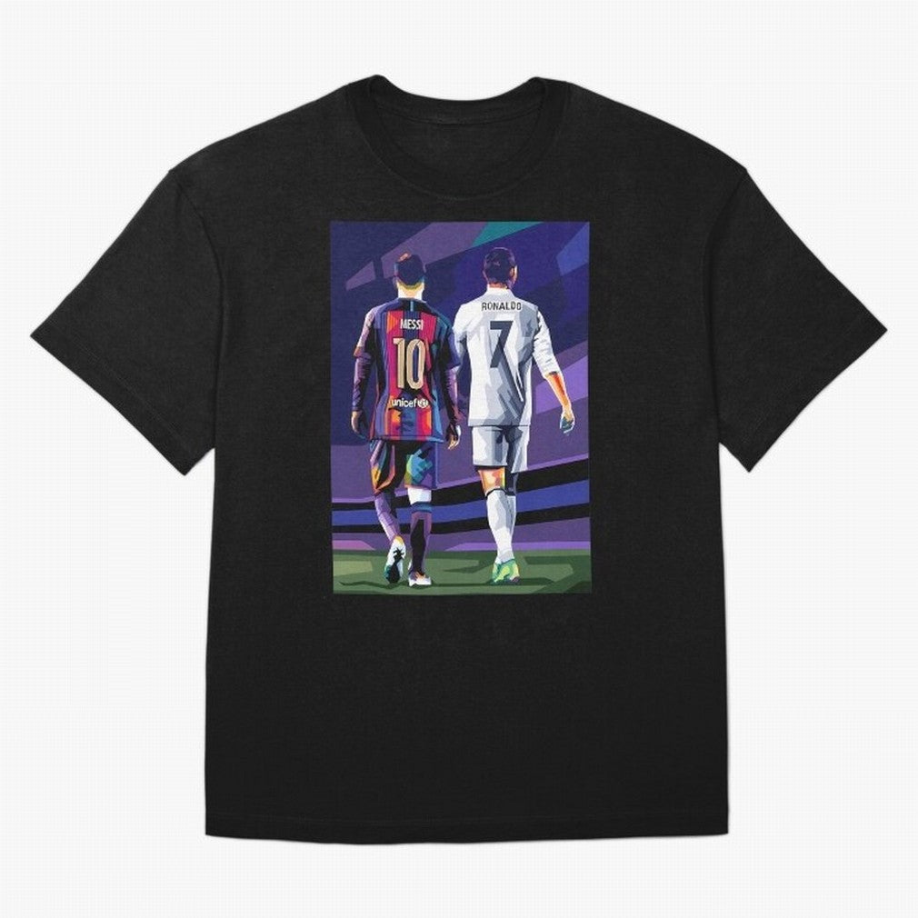 Ronaldo And Messi Oversized T-Shirt Honor Football Greatness during FIFA World Cup 2026 for Fans of Messi and Cristiano Ronaldo and Spain and Netherlands, Bringing Global Supporter Spirit, Legendary Goals, National Colors and Tournament