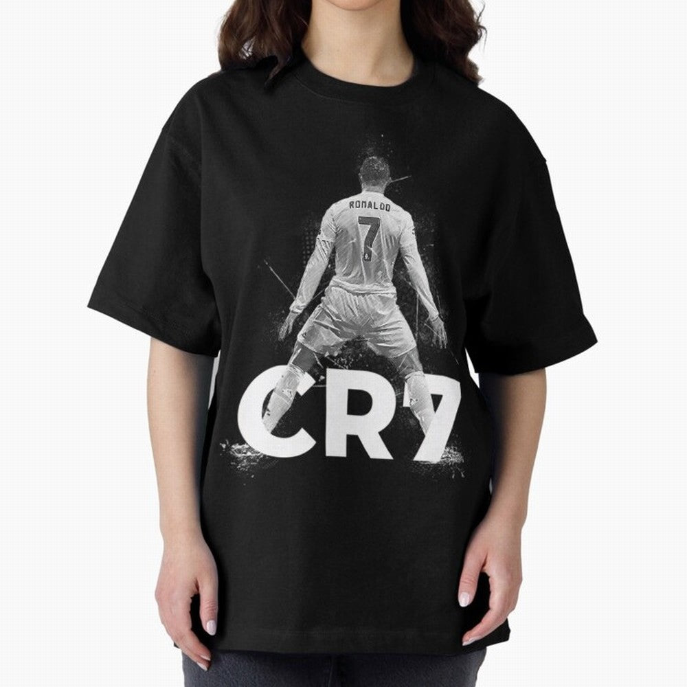 CR7 Ronaldo Celebration Artwork For Football Fans Gift For Soccer Enthusiasts Oversized T-Shirt Celebrate Global Passion for Global Football Passion for FIFA World Cup 2026 USA Canada Mexico, with Haaland, Spain, Football Festival Excitement,