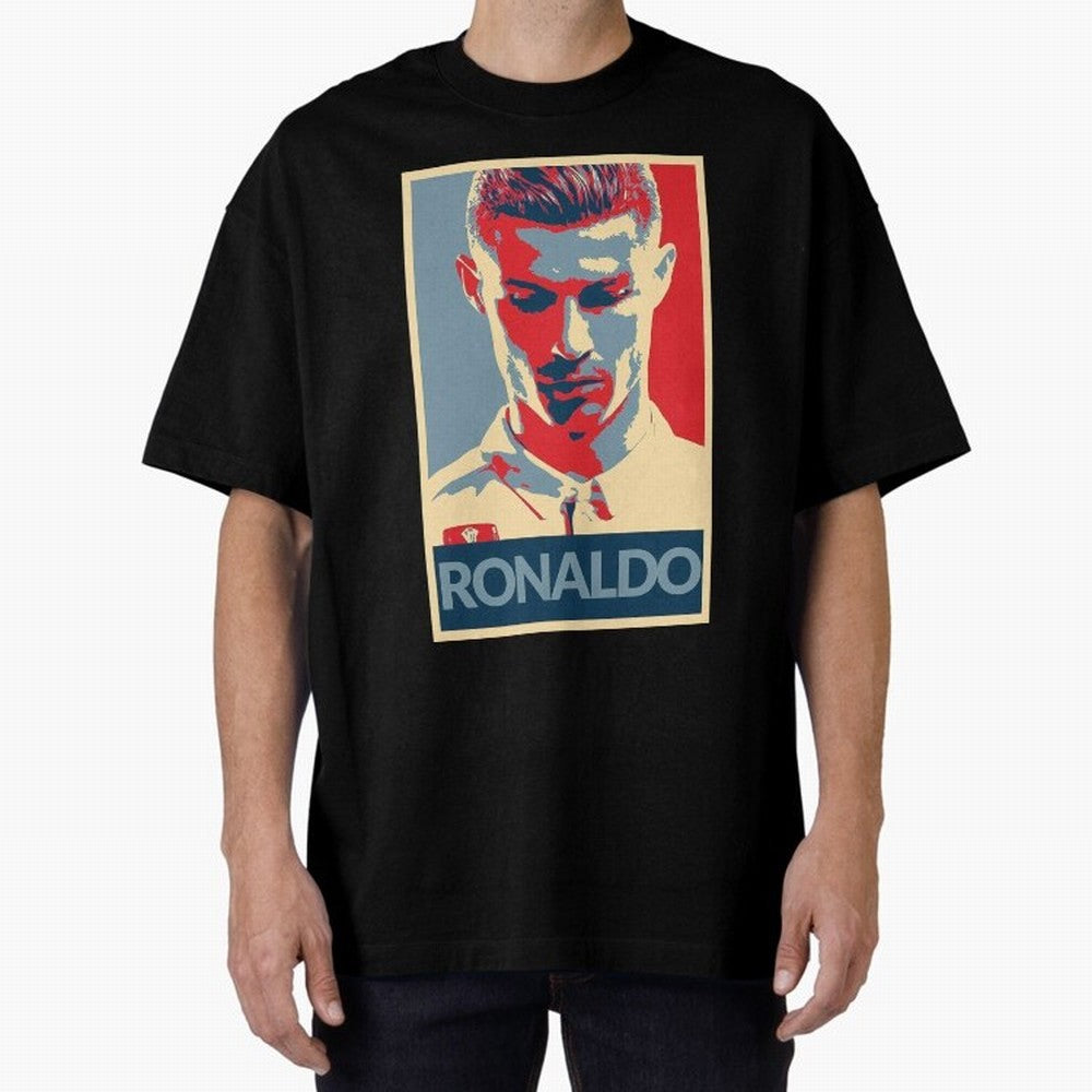 Ronaldo Poster Style Pop Art Design For Football Fans Gift For Soccer Enthusiasts Oversized T-Shirt Enjoy Match Day Hype around FIFA World Cup 2026 USA Canada Mexico, Neymar, Argentina, France and Brazil, Champion Mindset, Group Stage Buzz,
