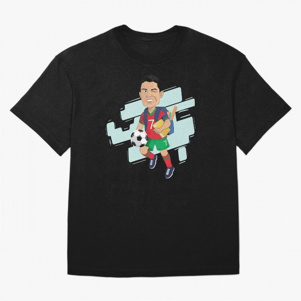 BACK TO SCHOOL - CARICATURE - CHRISTIANO - RONALDO Oversized T-Shirt Represent Football Lovers during FIFA World Cup 2026 Group Stage Made for Mbappe and Neymar, Germany Energy, Classic Soccer Heritage, Championship Pressure, Fan Loyalty and