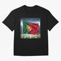 Portugal Flag 3D Football Design ¨C Supporters Portugal Oversized T-Shirt Celebrate the Stars of FIFA World Cup 2026 USA Canada Mexico Spirit, Featuring Argentina, Messi, CR7 and Mbappe, Retro Football Energy, Iconic Rivalries, Trophy Chase Drama