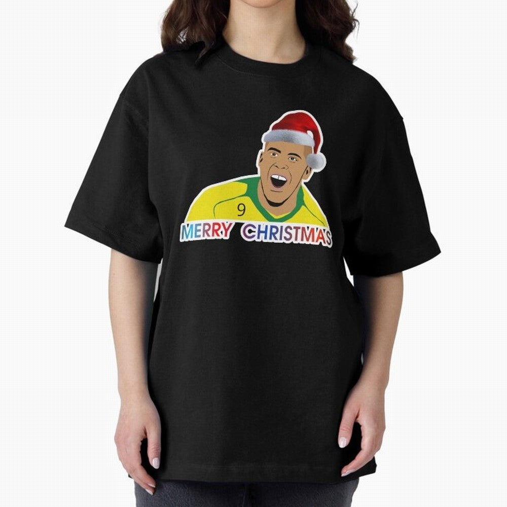 Ronaldo Christmas illustration Oversized T-Shirt Show Passion for the Stars of the FIFA World Cup 2026 Journey through Messi, CR7 and Mbappe Highlights, England Pride, Soccer Culture, Superstar Moments, National Team Dreams and Competitive Fire;