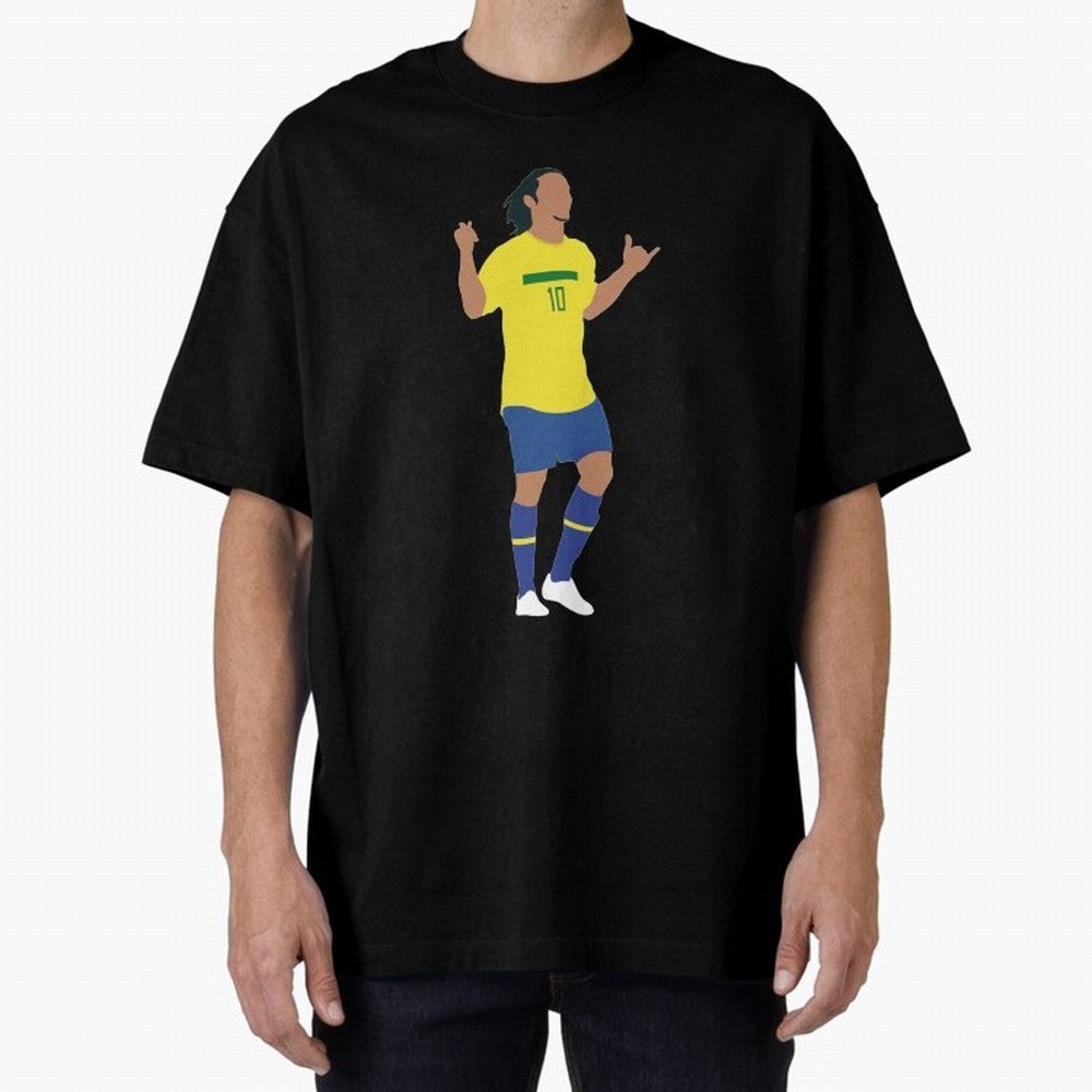 Ronaldinho. Brazil Football. Oversized T-Shirt Represent FIFA World Cup 2026 USA Canada Mexico Spirit, Built around Argentina and Brazil, Haaland and Mbappe, Game Day Rituals, Football Legends, Country Pride and the Road to the Final; Perfect for