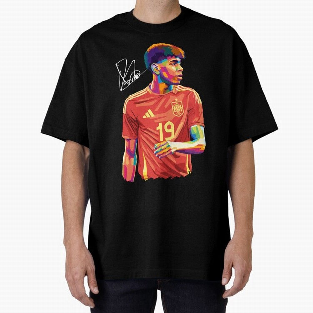 Lamine Yamal Pop Art Oversized T-Shirt Celebrate Rivalries and Pride in the FIFA World Cup 2026 Journey through CR7 and Messi Highlights, Argentina, France and Brazil Pride, Retro Football Energy, Iconic Rivalries, Trophy Chase Drama and Stadium