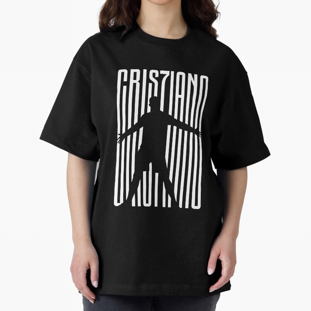 Christiano Ronaldo Icon black Jersey 2023 Oversized T-Shirt Represent Match Day Hype around FIFA World Cup 2026, Neymar, Portugal, Champion Mindset, Group Stage Buzz, Knockout Tension and Passionate Fan Culture; Ideal for Passionate Fans Who Love