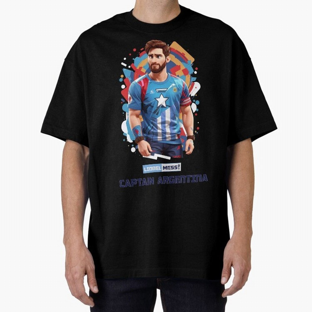 Lionel Messi Captain Argentina Oversized T-Shirt Celebrate Soccer Greatness during the FIFA World Cup 2026 Group Stage Journey through Neymar Highlights, England and Germany Pride, Stadium Memories, Football Loyalty, International Chants and