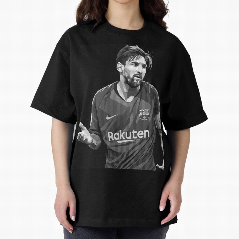Messi grayscale Oversized T-Shirt Step into Match Day Hype around FIFA World Cup 2026 USA Canada Mexico, Messi, Neymar and Mbappe, Argentina, Worldwide Fan Energy, Dramatic Goals, Stadium Lights and Championship Celebrations; Built for Supporters