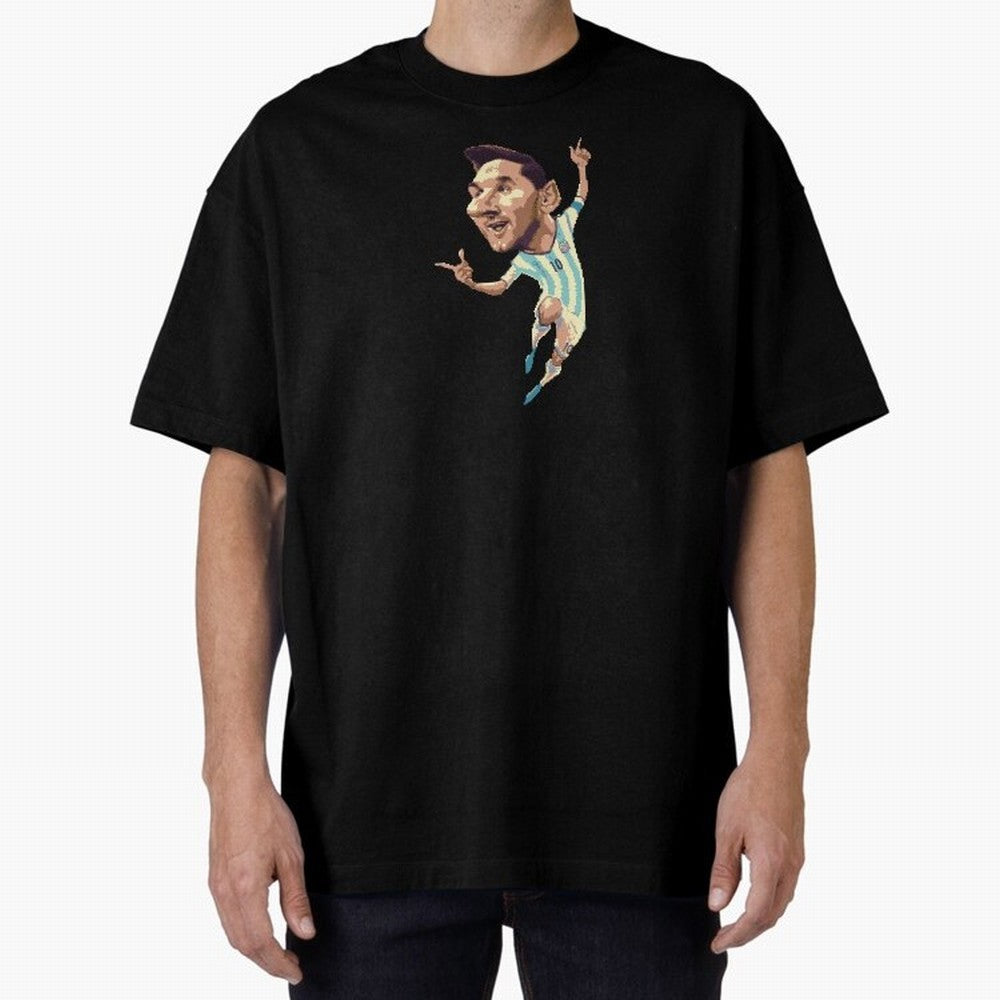 Lionel Messi Oversized T-Shirt Follow the Road to Global Football Passion for FIFA World Cup 2026 USA Canada Mexico, Built around CR7 and Messi, Brazil, Retro Football Energy, Iconic Rivalries, Trophy Chase Drama and Stadium Atmosphere; Perfect for