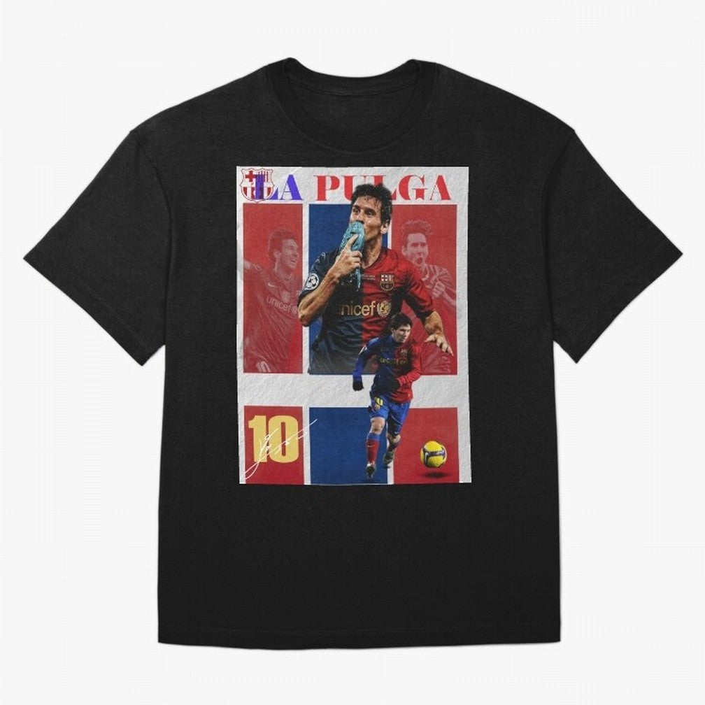 Lionel Messi 2009 UCL Barcelona Poster Oversized T-Shirt Show Love for Legendary Goals in FIFA World Cup 2026 Spirit, Filled with Germany, Neymar, Haaland and Cristiano Ronaldo, Goal Celebration Energy, Supporter Heritage, Football Icons and