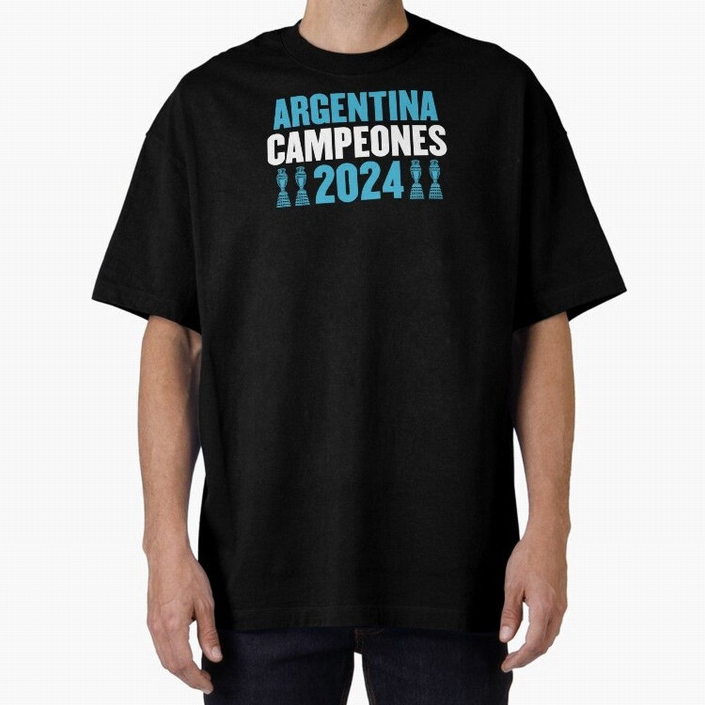 Argentina Campeones 2024 Oversized T-Shirt Represent Fans Who Live for FIFA World Cup 2026 Spirit, Highlighting England, France and Netherlands, Messi, Neymar and Mbappe, Goal Celebration Energy, Supporter Heritage, Football Icons and Worldwide