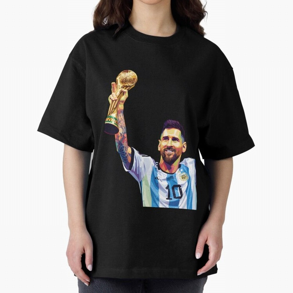 Messi wpap pop art Oversized T-Shirt Represent Football Lovers during Match Day Hype around FIFA World Cup 2026 Group Stage, Haaland, Brazil, Portugal and Argentina, Game Day Rituals, Football Legends, Country Pride and the Road to the Final; Great