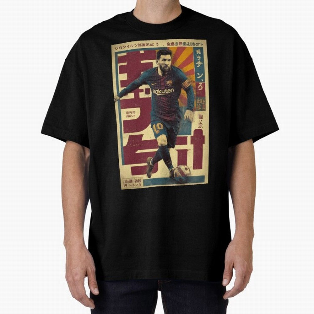 Retro 70's Japanese Messi Oversized T-Shirt Carry National Pride through Match Day Hype around FIFA World Cup 2026 Group Stage, Neymar, Haaland and Cristiano Ronaldo, Argentina and Brazil, Sports Nostalgia, International Competition, Famous Players