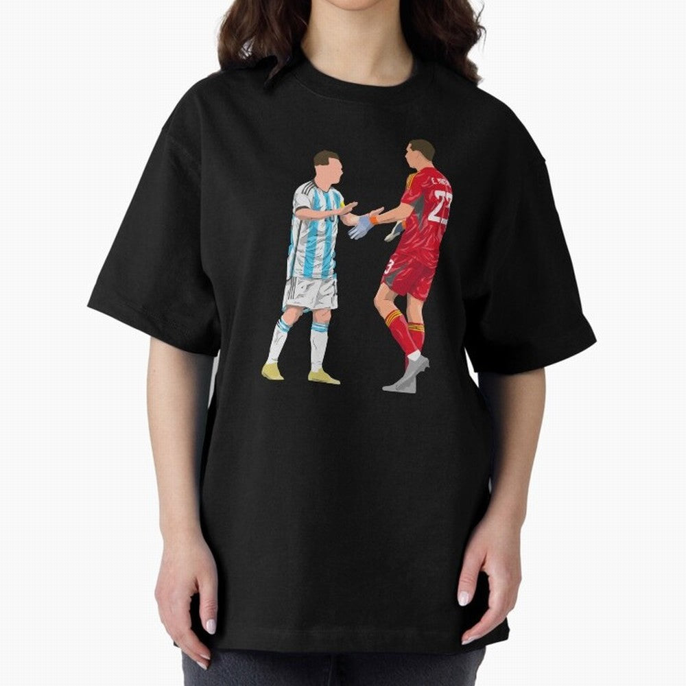 Messi and Martinez Celebrates World Cup 2022 Oversized T-Shirt Feel the Heartbeat of FIFA World Cup 2026 Group Stage Featuring Haaland and Mbappe, Argentina, France and Brazil Energy, Retro Football Energy, Iconic Rivalries, Trophy Chase Drama and