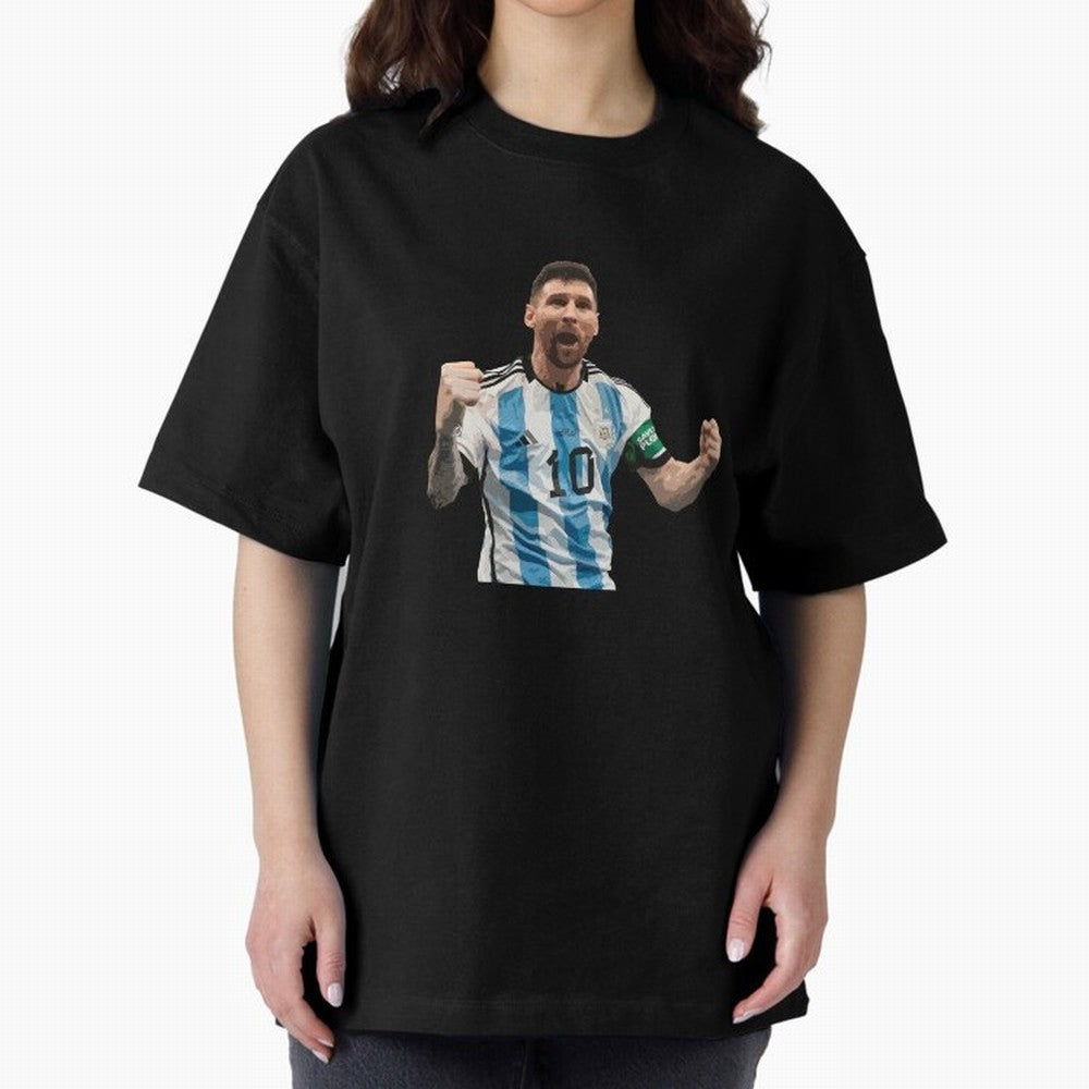 Messi World Champion #2 Oversized T-Shirt Show Passion for the Stars of Global Football Passion for FIFA World Cup 2026, Connected to Messi, Brazil, Championship Spirit, Famous Goals, Roaring Crowds and International Football Unity; Built for